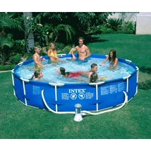 Set de piscină cu cadru metalic, 366x76 cm, cu rotiță de apă - INTEX 28212 - S-Sport.ro
