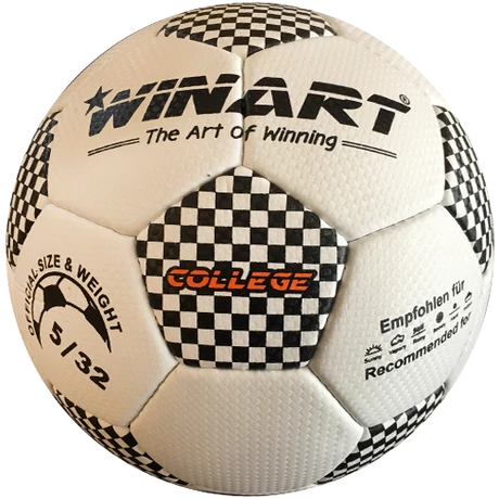 Minge de fotbal din piele artificială, mărimea 4 WINART COLLEGE WHITE/BLACK - S-Sport.ro