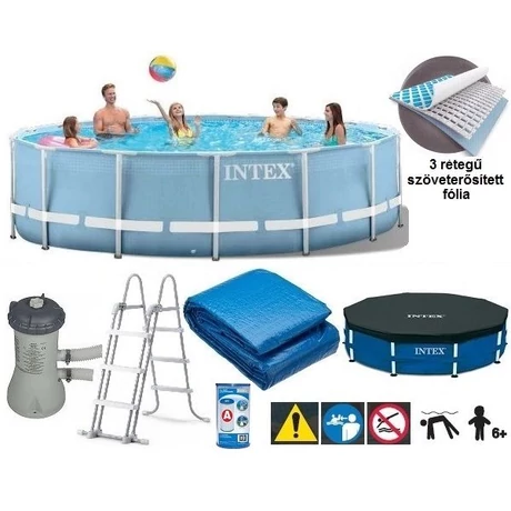 Vízforgatós medence szett, fémvázas 457x122 cm INTEX PRISM FRAME POOL 26726 - S-Sport.ro