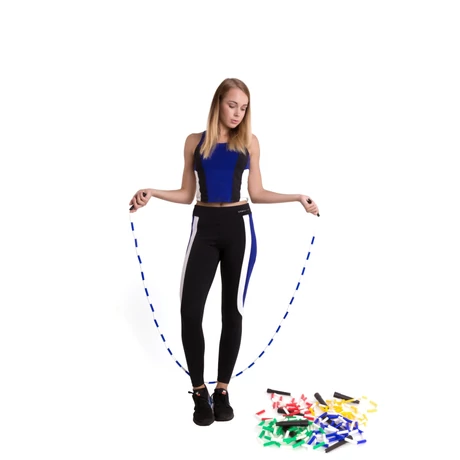 Coardă pentru sărituri, perlă, albastru/alb 240 cm VINEX - S-Sport.ro