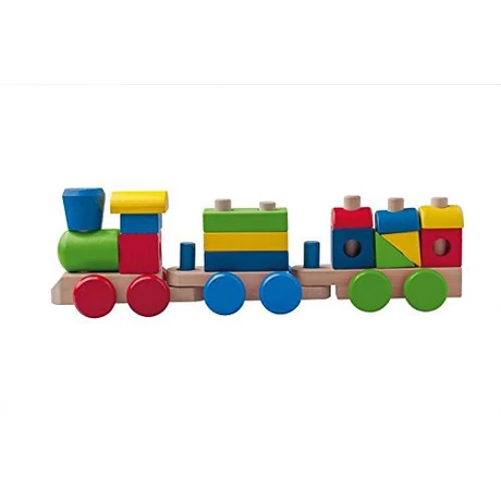 Kis színes építős vonat WOODY 90827 - S-Sport.ro