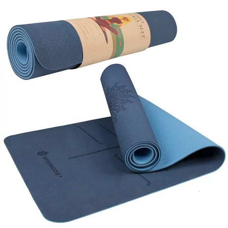 Covoraș gros de yoga/fitness Springos - Albastru marin-albastru deschis - S-Sport.ro