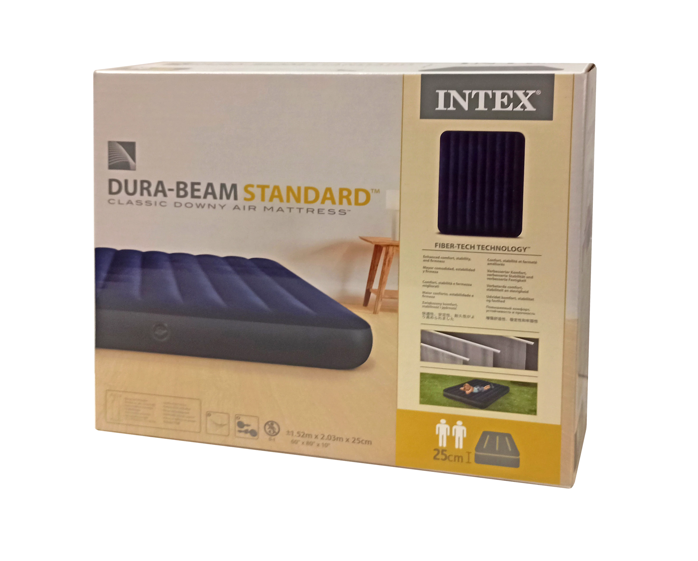 Pat gonflabil pentru două persoane 203x152x25 cm INTEX QUEEN DURA BEAM