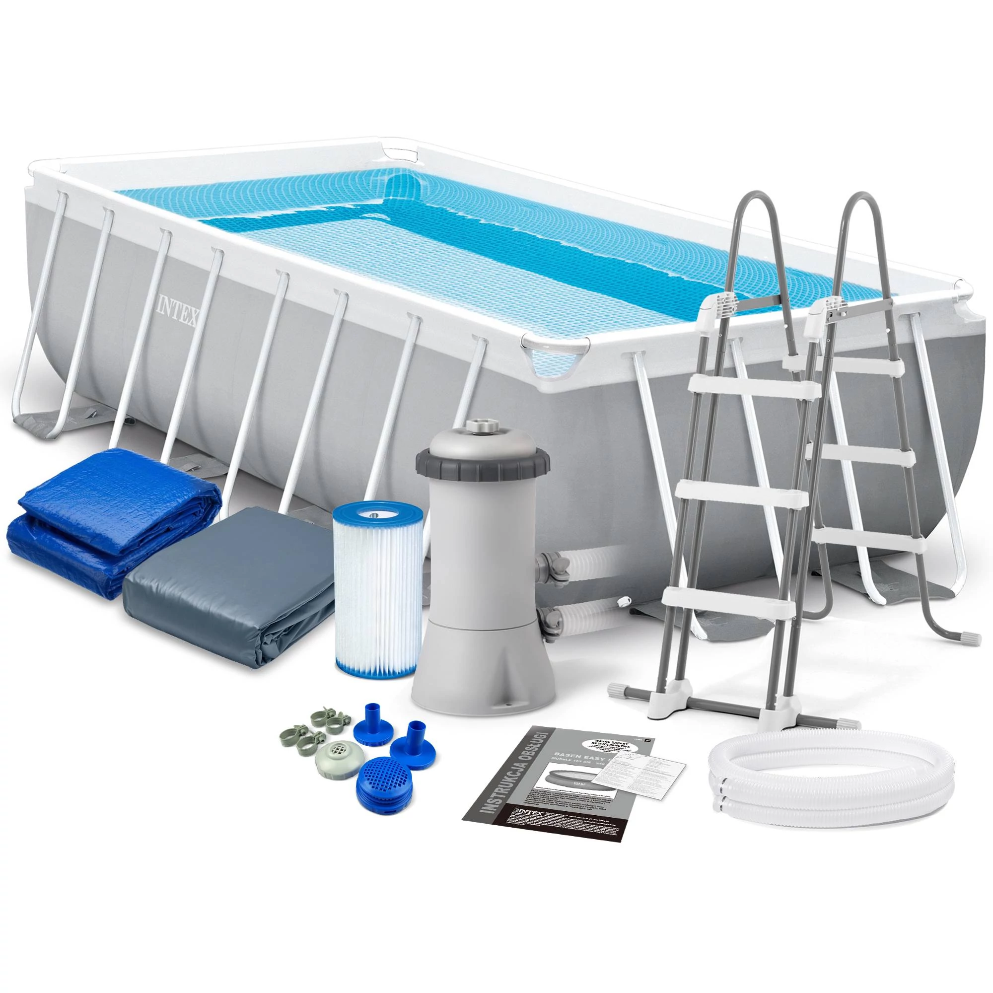 Set de piscină cu cadru metalic 488x244x107 CM INTEX PRISM FRAME 26792