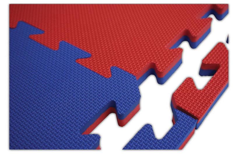 Colțar 100x100x4 cm puzzle pentru tatami LEE roșu-albastru