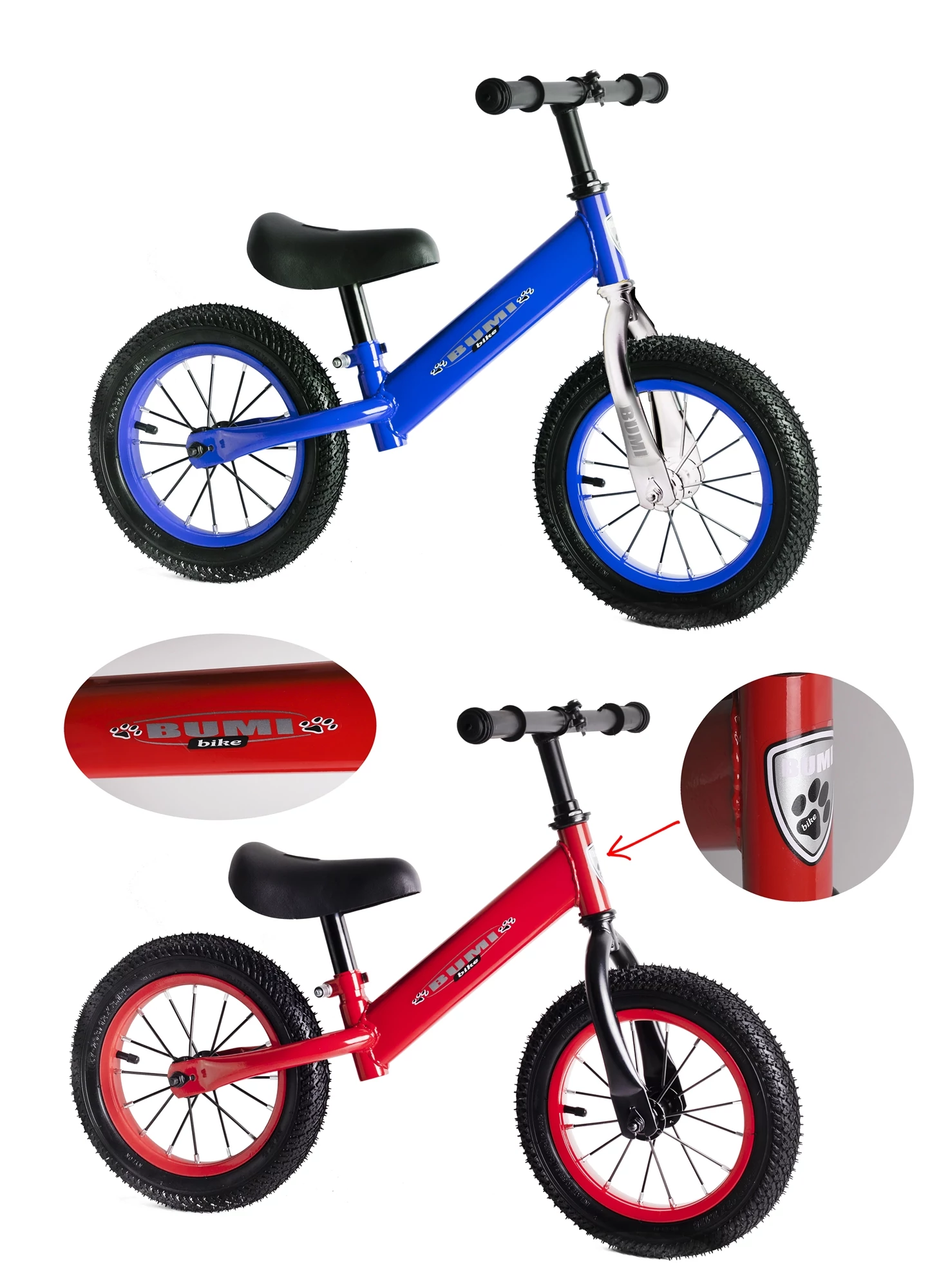 Bicicletă de antrenament cu cadru metalic BUMI RED