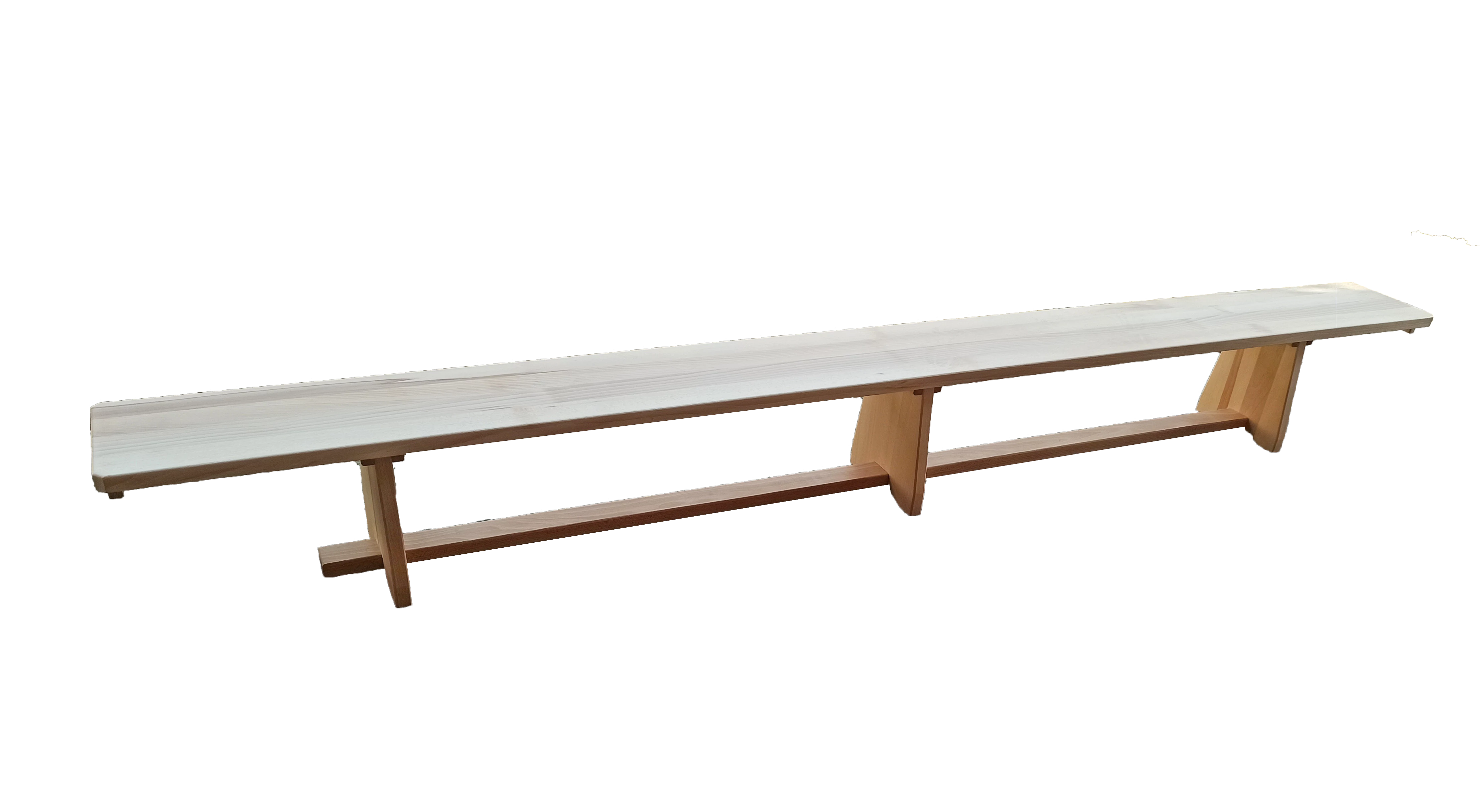 Bancă de gimnastică, 3 m - 100% fag, cu picioare din lemn S-SPORT