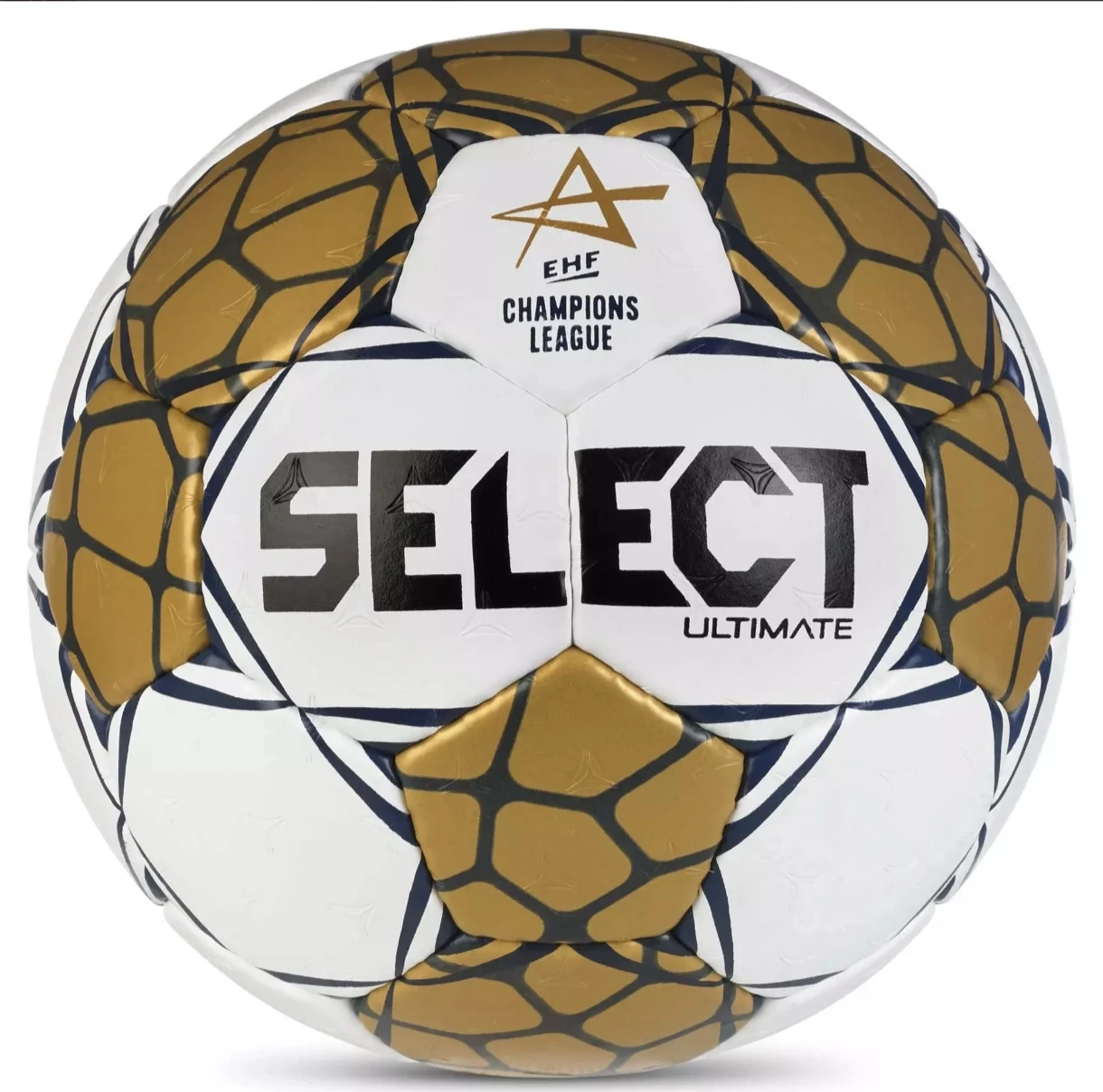 Minge de handbal de competiție Select Ultimate EHF Liga Campionilor V24 alb/auriu mărimea 2