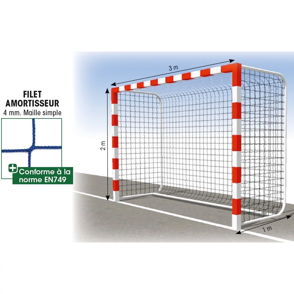 Plasă de prindere pentru handbal 3x2 m, 4 mm TREMBLAY ALBĂ