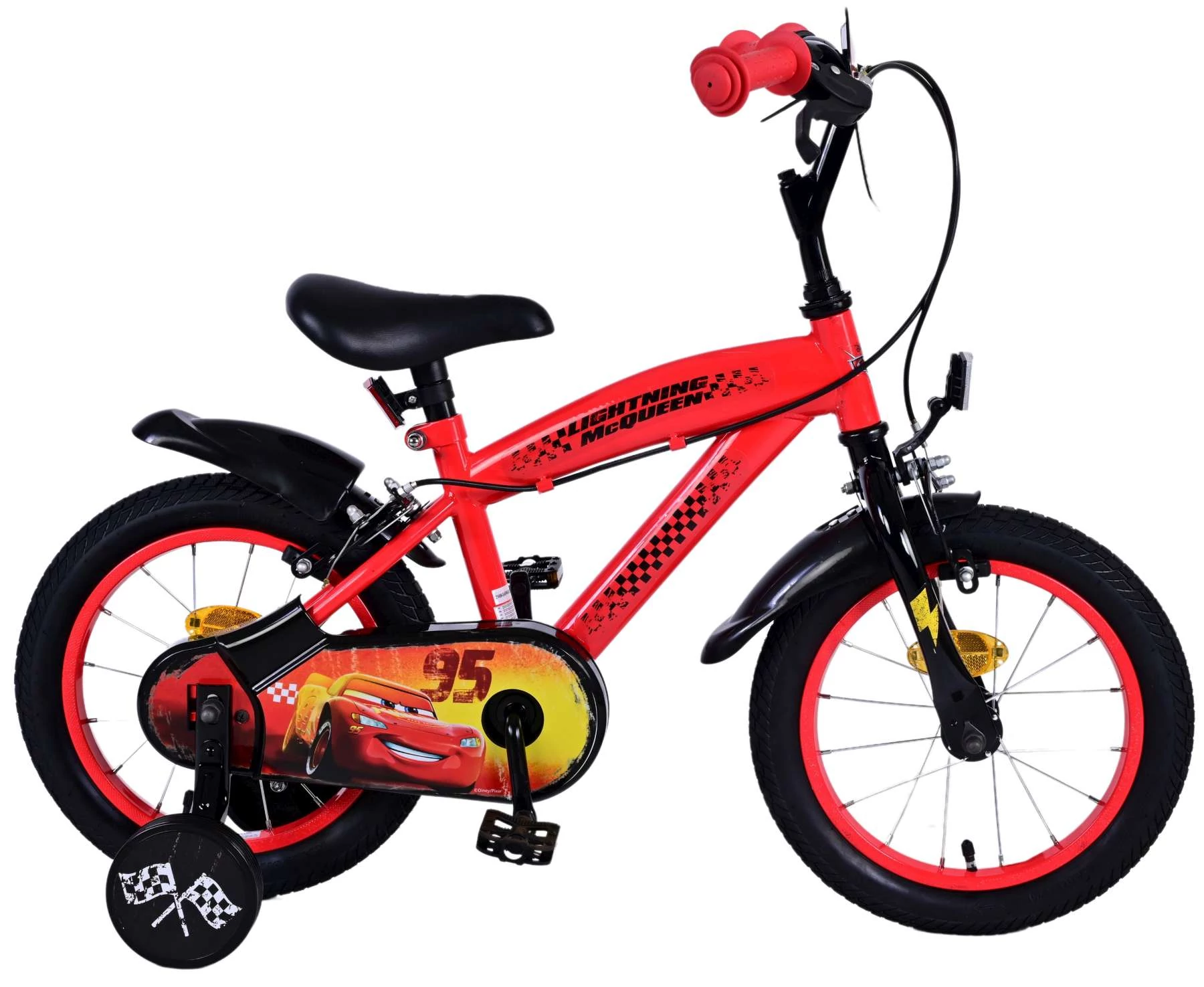 Bicicletă pentru copii Volare Disney Mașini, 14 inch, cu două sisteme de frânare