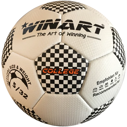 Minge de fotbal din piele artificială, mărimea 4 WINART COLLEGE WHITE/BLACK