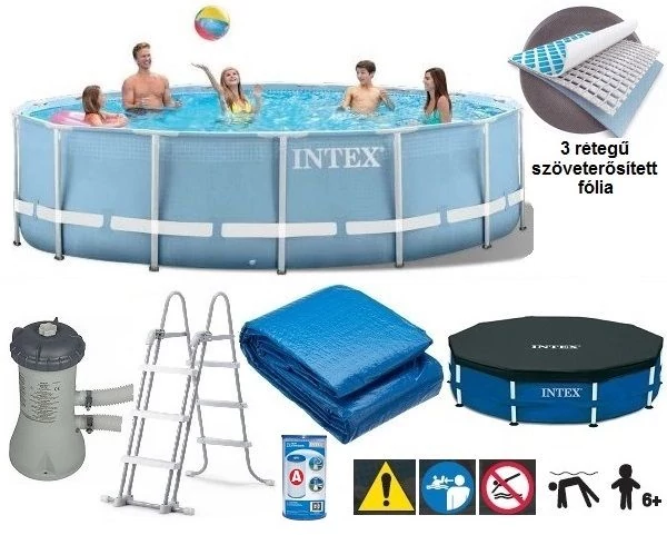 Set de piscină cu recirculare a apei, cadru metalic 457x122 cm INTEX PRISM FRAME POOL 26726