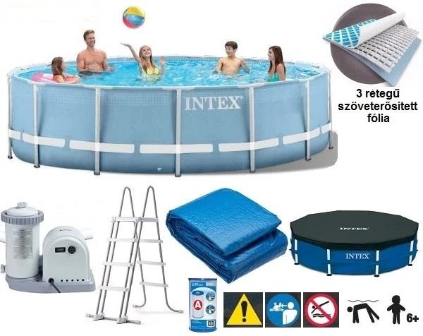 Set de piscină cu recirculare a apei, cadru metalic 549x122 cm - INTEX PRISM FRAME POOL 26732