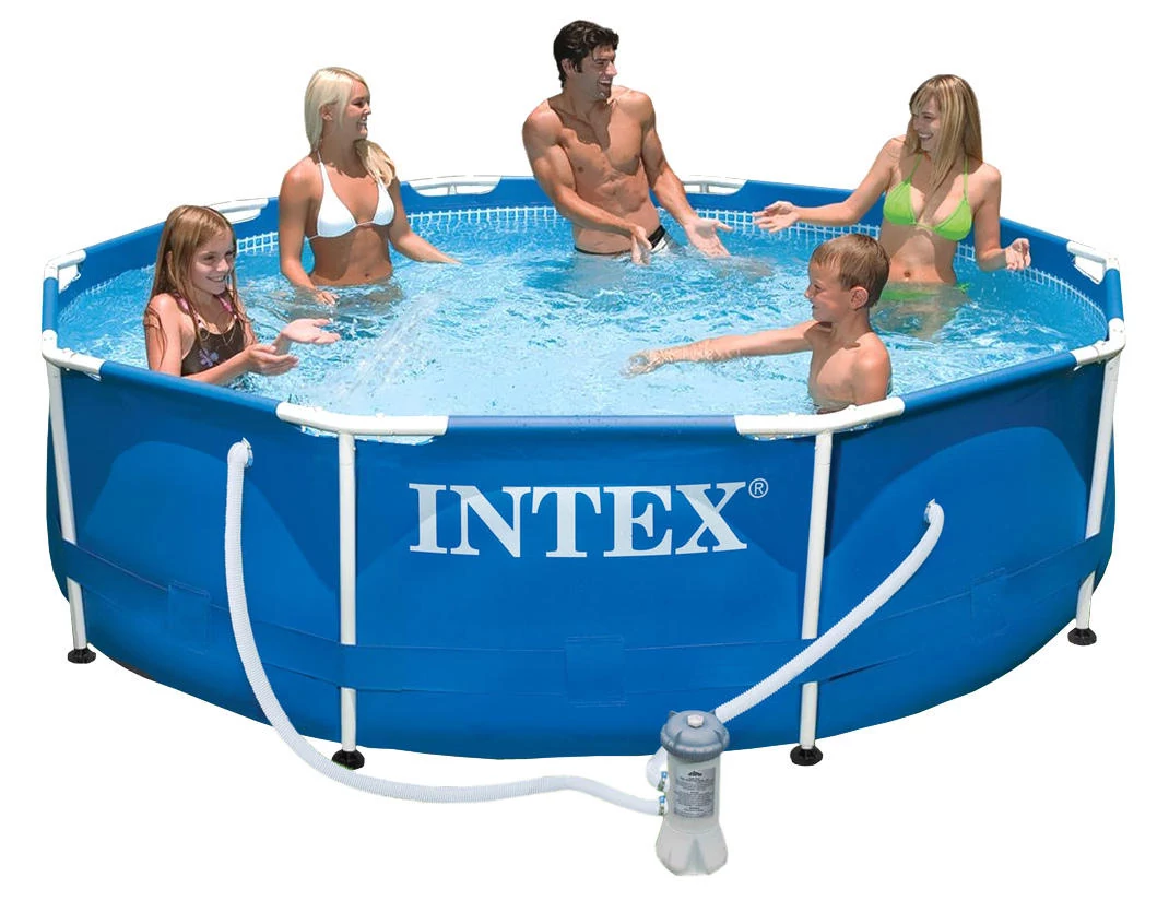 Set de piscină cu cadru metalic, 305x76 cm, cu rotiță de apă - INTEX 28202