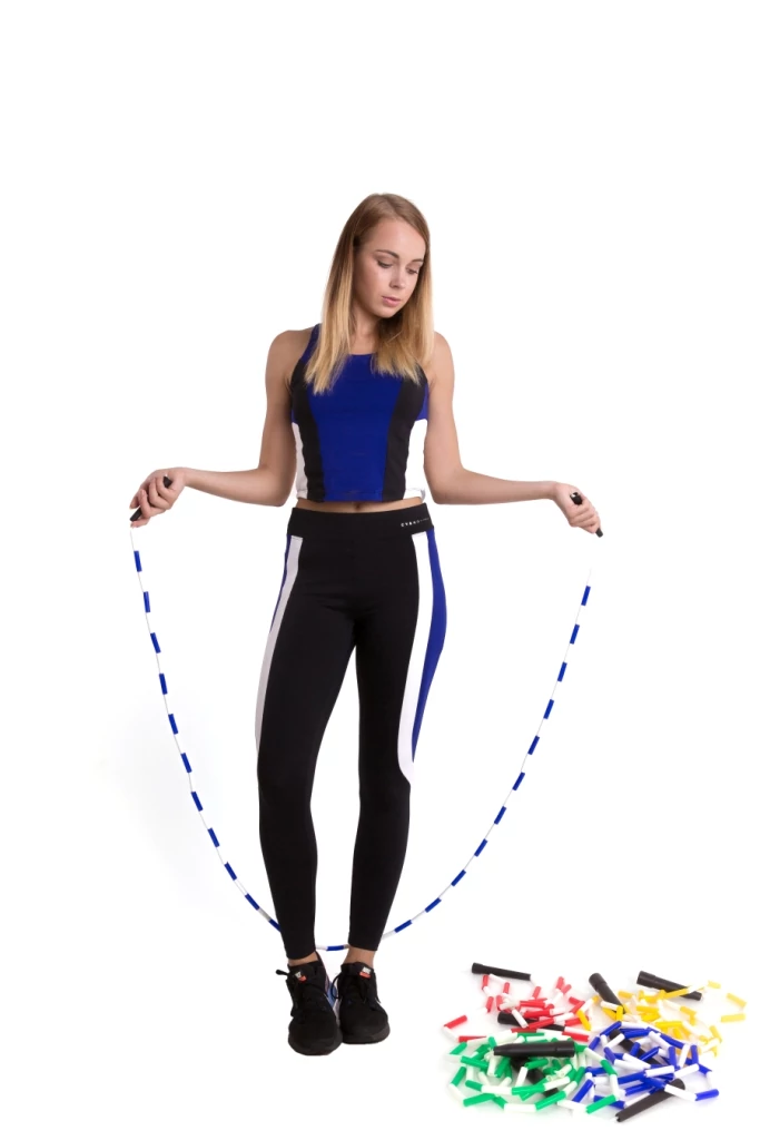Coardă pentru sărituri, perlă, albastru/alb 240 cm VINEX