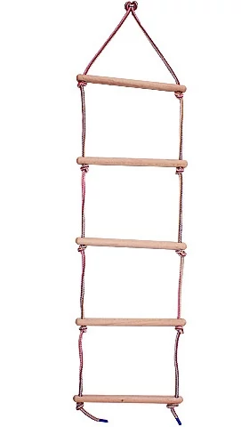Scară de frânghie, lemn, natural, 5 grade S-SPORT