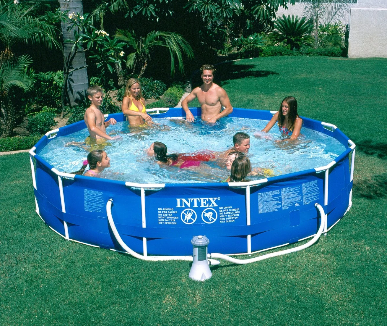 Set de piscină cu cadru metalic, 366x76 cm, cu rotiță de apă - INTEX 28212
